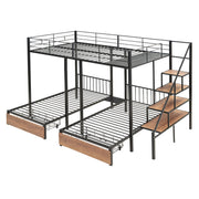Full Over Twin-Twin Triple Bunk Bed With Drawers And Staircase - Black - R&R Furniture Gallery (Fountain Valley, CA)