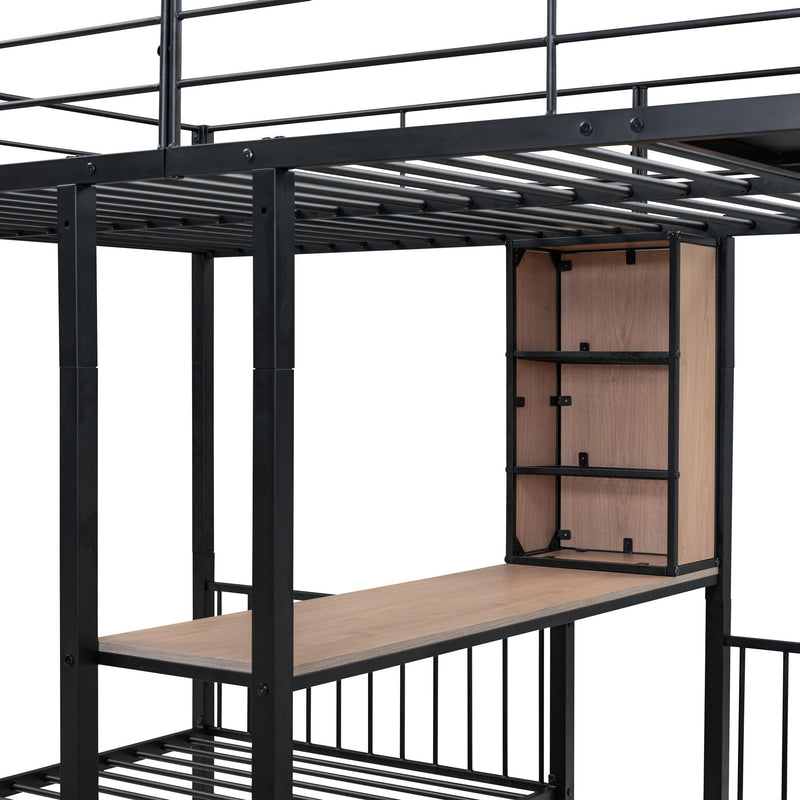 Triple Bunk Bed With Drawers, Multi-Functional Frame With Desks And Shelves In The Middle - R&R Furniture Gallery (Fountain Valley, CA)