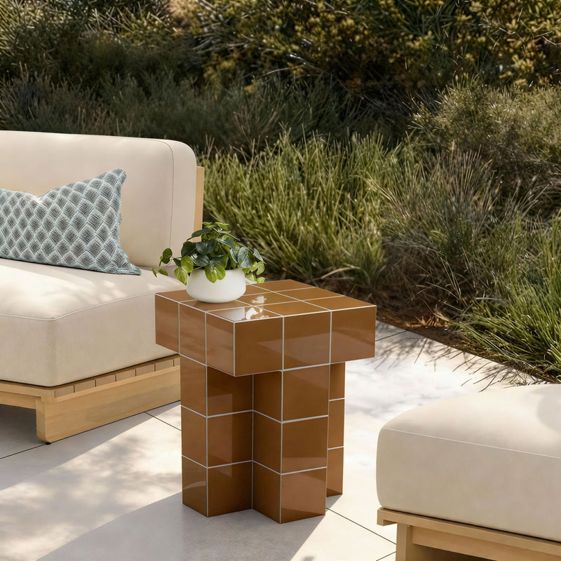 Alma - Tile Concrete Indoor/Outdoor Side Table - R&R Furniture Gallery (Fountain Valley, CA)
