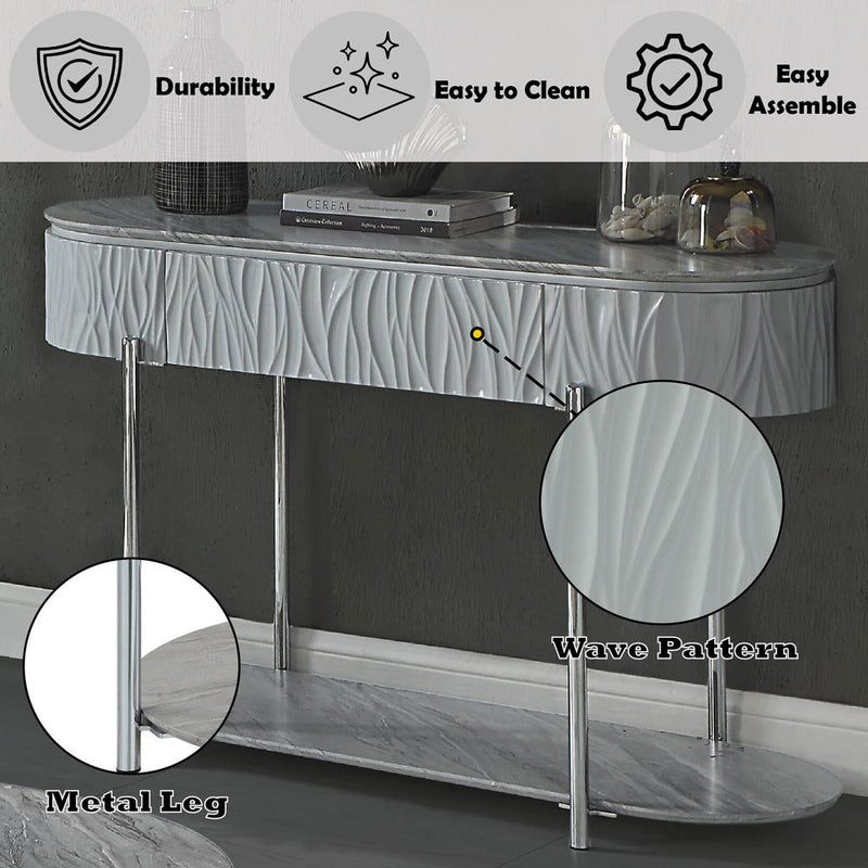 Yukino - Sofa Table - Gray High Gloss & Chrome - R&R Furniture Gallery (Fountain Valley, CA)