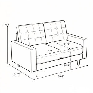 Loveseat Sofa, Tufted Back Upholstered 2 Seat Couch