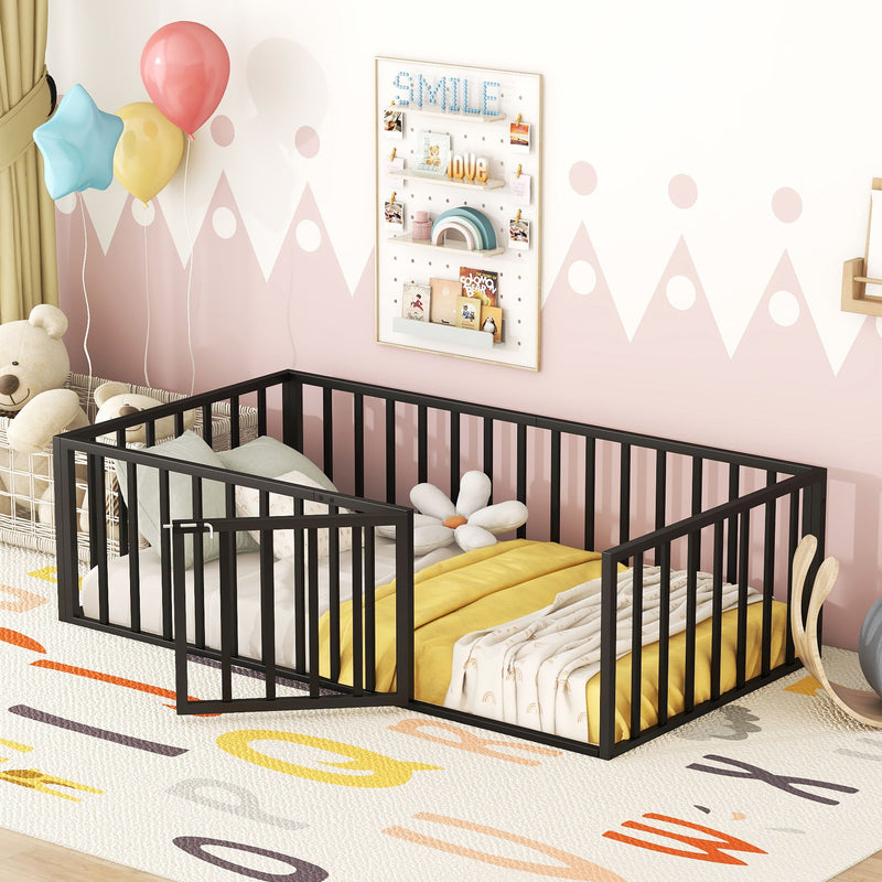 Metal Floor Bed Frame With Fence And Door - R&R Furniture Gallery (Fountain Valley, CA)