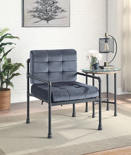 Brantley - Accent Chair - Gray Velvet & Sandy Gray - R&R Furniture Gallery (Fountain Valley, CA)