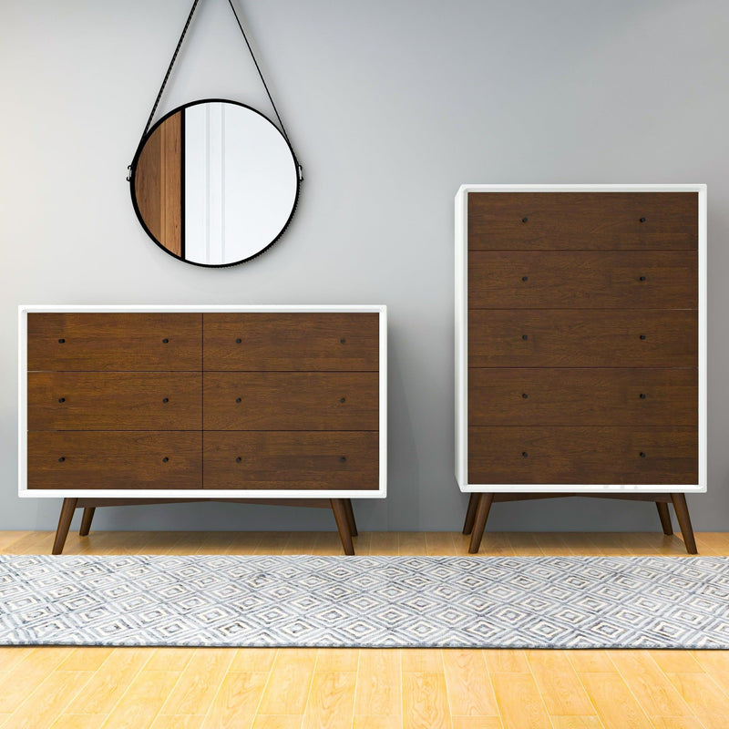 Dresser 6 Drawer - Dark Brown / White - R&R Furniture Gallery (Fountain Valley, CA)