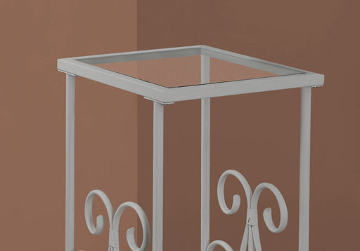 Accent Table, Side Tempered Glass, Transitional - Silver - R&R Furniture Gallery (Fountain Valley, CA)