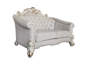 Vendome II - Loveseat With 4 Pillows - Two Tone Ivory Fabric & Antique Pearl - R&R Furniture Gallery (Fountain Valley, CA)