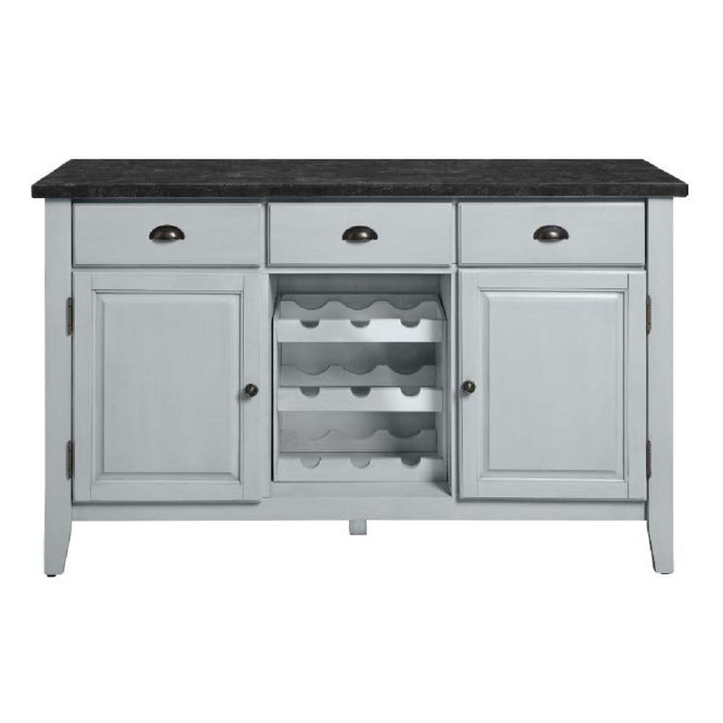 Lanton - Server - Natural Marble & Antique White - R&R Furniture Gallery (Fountain Valley, CA)