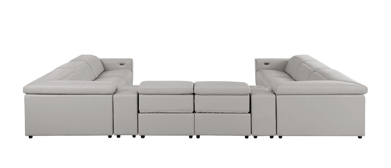 1208 - 10 Piece U Shaped Leather Sectional With 4 Power Recliners & Power Headrest