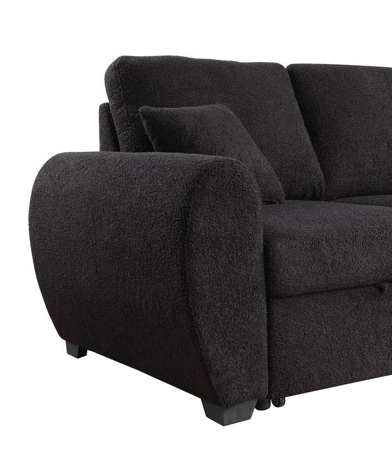 Veronica - Reversible Sleeper Sectional Sofa With Storage Chaise - Black - R&R Furniture Gallery (Fountain Valley, CA)