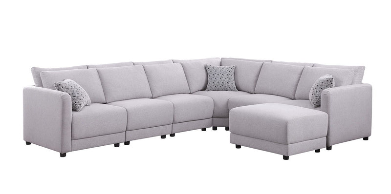 Penelope - Fabric Reversible Modular Sectional Sofa With Ottoman And Pillows - R&R Furniture Gallery (Fountain Valley, CA)