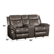 Lydia - Motion Loveseat With USB & Console - Brown Leather Aire - R&R Furniture Gallery (Fountain Valley, CA)