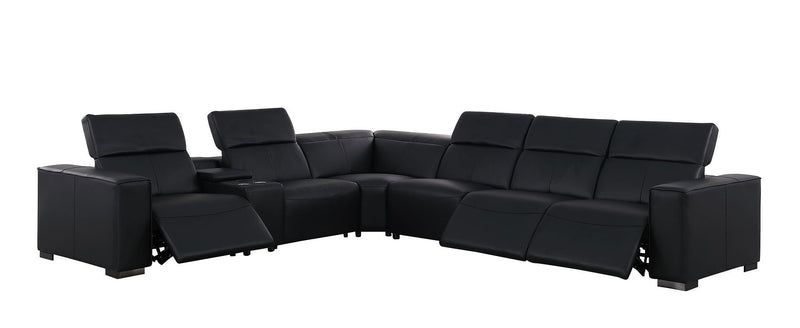 1208 - 7 Piece L-Shaped Leather Reclining Sectional With 3 Power Recliners