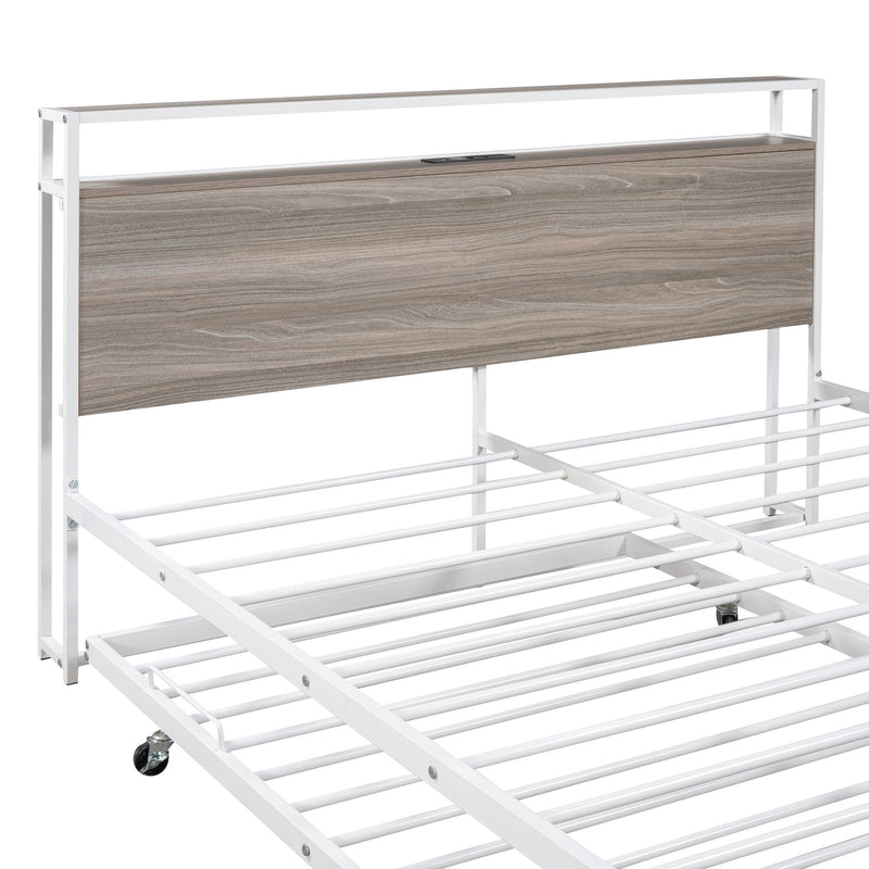 Platform Bed Frame With Trundle, USB Ports And Slat Support, No Box Spring Needed - R&R Furniture Gallery (Fountain Valley, CA)