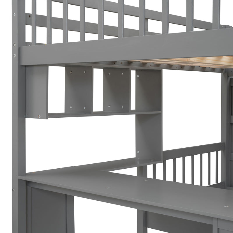 Bunk Bed With Desk, Drawers And Shelves - R&R Furniture Gallery (Fountain Valley, CA)