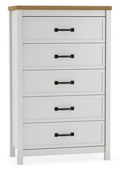 Kerisden - Five Drawer Chest - White / Brown - R&R Furniture Gallery (Fountain Valley, CA)