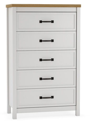 Kerisden - Five Drawer Chest - White / Brown - R&R Furniture Gallery (Fountain Valley, CA)