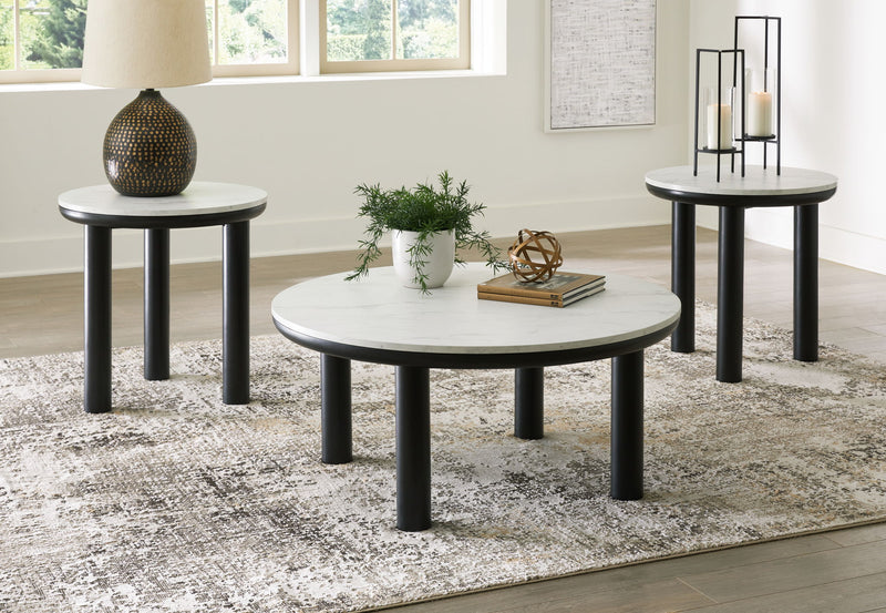 Xandrum - Occasional Table Set (Set of 3) - Black / White - R&R Furniture Gallery (Fountain Valley, CA)
