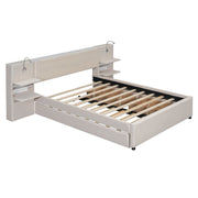 Upholstered Platform Bed With Reading Lights, Drawers, Trundle And Shelves - R&R Furniture Gallery (Fountain Valley, CA)