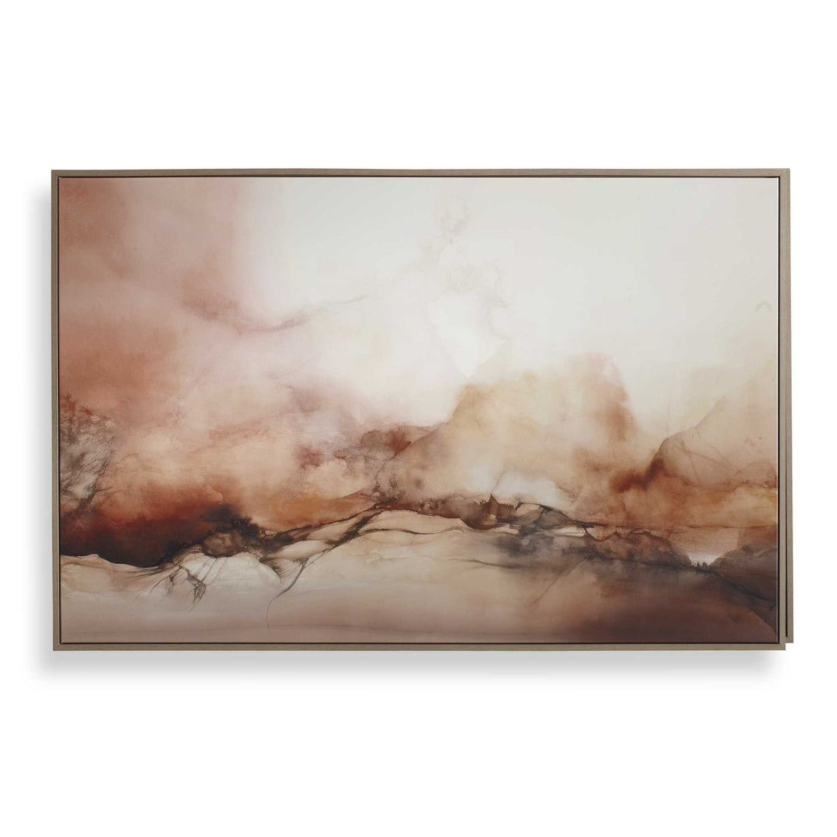 Rise - Framed Modern Canvas - Black / Brown / Orange / White