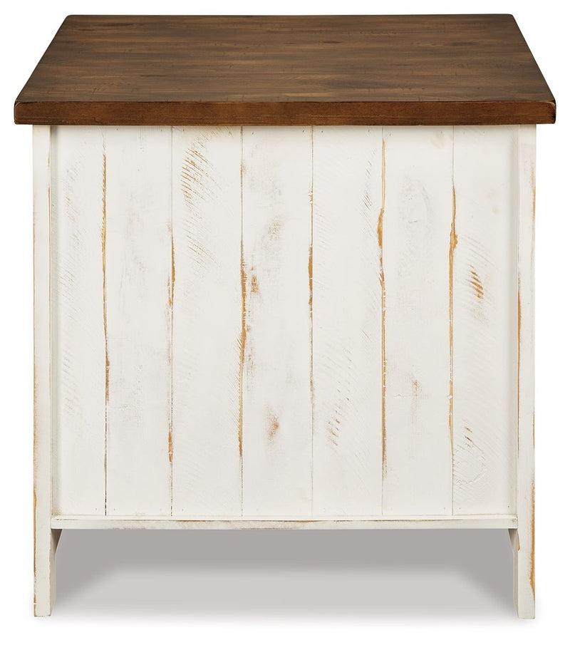Wystfield - Rectangular End Table - 2 Doors - White / Brown - R&R Furniture Gallery (Fountain Valley, CA)