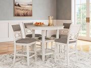 Erinberg - Dining Room Counter Table Set (Set of 5) - Antique White - R&R Furniture Gallery (Fountain Valley, CA)