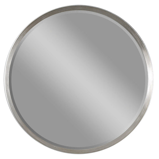Uttermost Serenza round silver wall mirror with sleek frame, ideal for modern interior decor and wall accents.