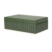 Eton - Ribbed Vegan Leather Hospitality Grade Storage Box - Green - R&R Furniture Gallery (Fountain Valley, CA)