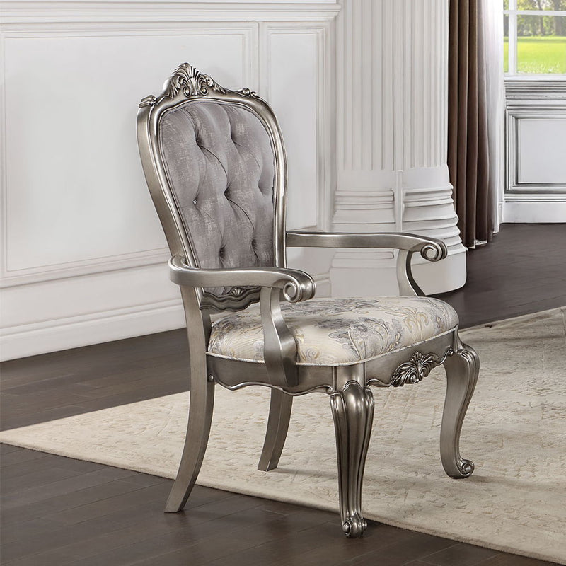 Ariadne - Arm Chair (Set of 2) - Velvet & Antique Platinum - R&R Furniture Gallery (Fountain Valley, CA)
