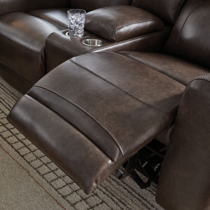 Crossplex - Power Reclining Loveseat / Console / Adjustable Headrest - Smoke - R&R Furniture Gallery (Fountain Valley, CA)