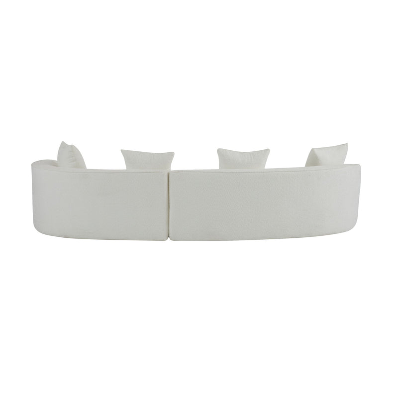 Noble House elegant curved sectional sofa with full foam cushions, stationary design, showcasing plush, comfortable seating.