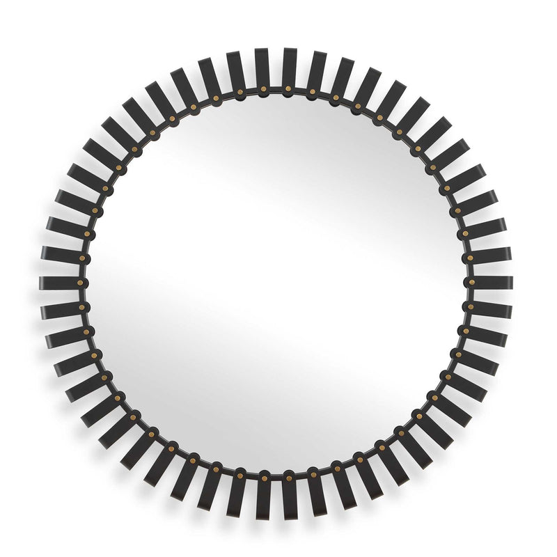 Jael - Round Iron Bands Mirror - Black