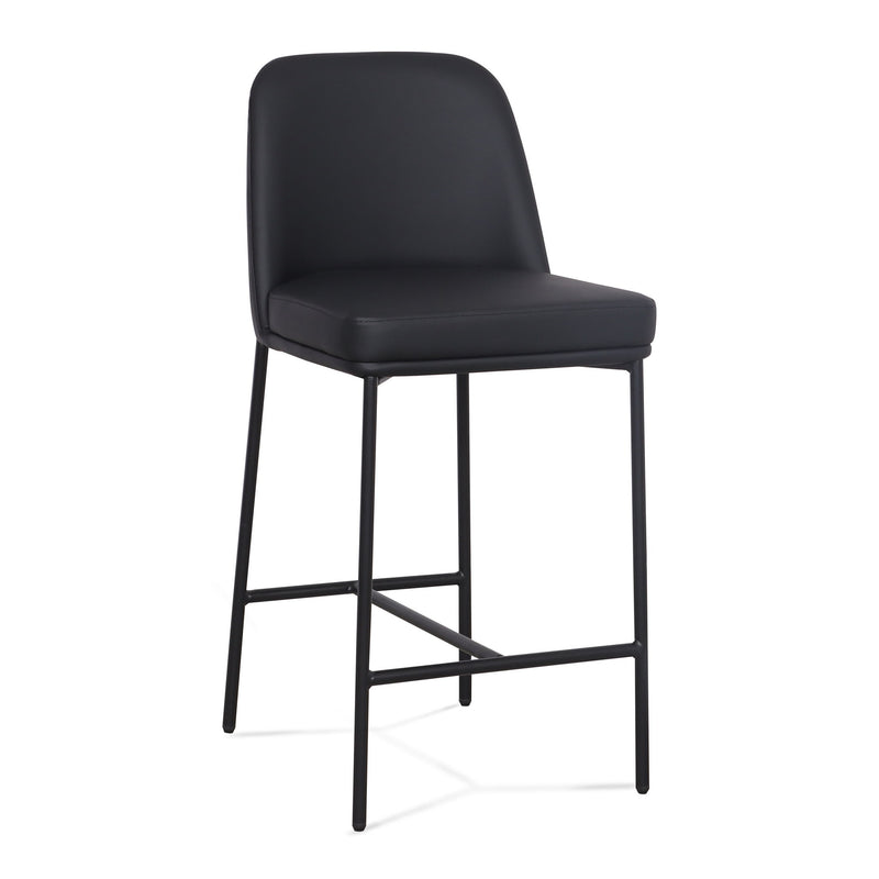 Pair of TOV Furniture Sydney counter stools with wooden legs and upholstered seats, set of 2, in a modern design.