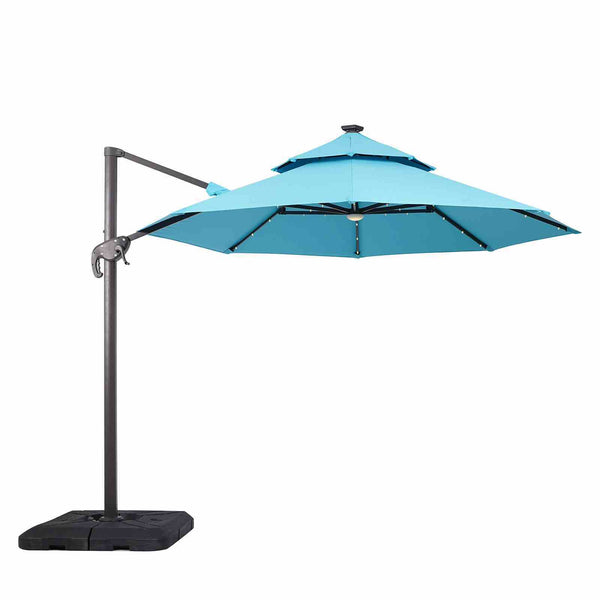Nuti - 10' Round Umbrella, LED Light, Teal