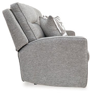 Biscoe - Power Reclining Loveseat With Console /Adj Headrest - Pewter - R&R Furniture Gallery (Fountain Valley, CA)