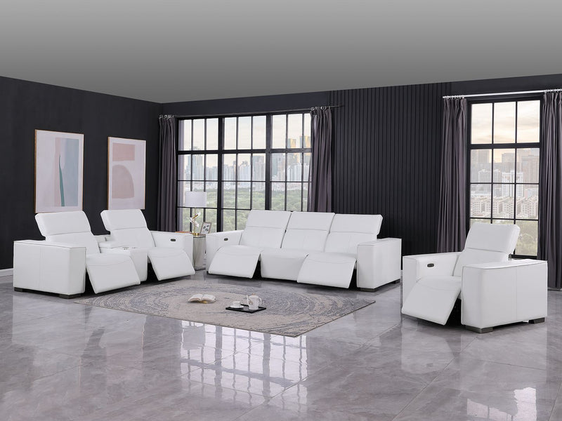 1208 - Modular Leather Set With 5 Power Recliners & Power Headrests