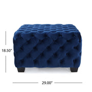 Noble House modern glam upholstered ottoman with button tufted design and plush fabric, showcasing a stylish, contemporary decor piece.