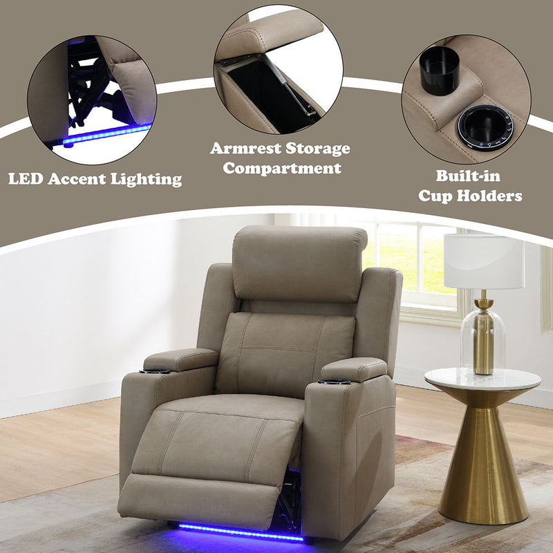 Lugo - Power Motion Recliner With Cup Holder - Camel - R&R Furniture Gallery (Fountain Valley, CA)