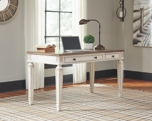 Realyn - Home Office Lift Top Desk - White / Brown - R&R Furniture Gallery (Fountain Valley, CA)