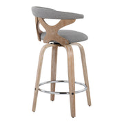 Lumi Source Gardenia mid-century modern fixed height counter stool set with swivel seats, featuring sleek design and wooden legs.
