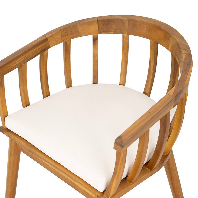 Klismos - Dining Armchair (Set of 2) - Teak / Beige - R&R Furniture Gallery (Fountain Valley, CA)