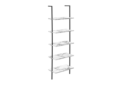 Bookshelf, Bookcase, Etagere, Ladder, 5 Tier, For Office, Marble Look Contemporary & Modern - R&R Furniture Gallery (Fountain Valley, CA)