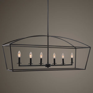 Clayton - 6 Light Linear Chandelier - Black