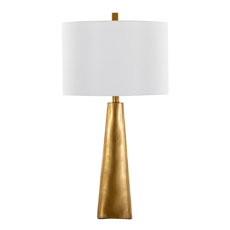Lumi Source Pompeii contemporary table lamp with gold base and white shade, modern design for stylish home lighting.