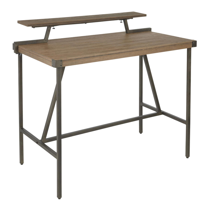 Lumi Source Gia industrial counter table with wooden top and metal legs, ideal for kitchen or bar area.