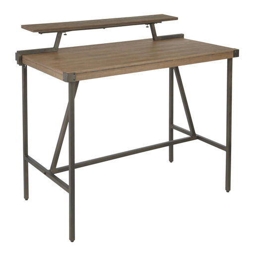 Lumi Source Gia industrial counter table with wooden top and metal legs, ideal for kitchen or bar area.