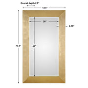 Gold wall mirror by Uttermost, Chaney design with a sleek, rectangular frame, perfect for modern interior decor.