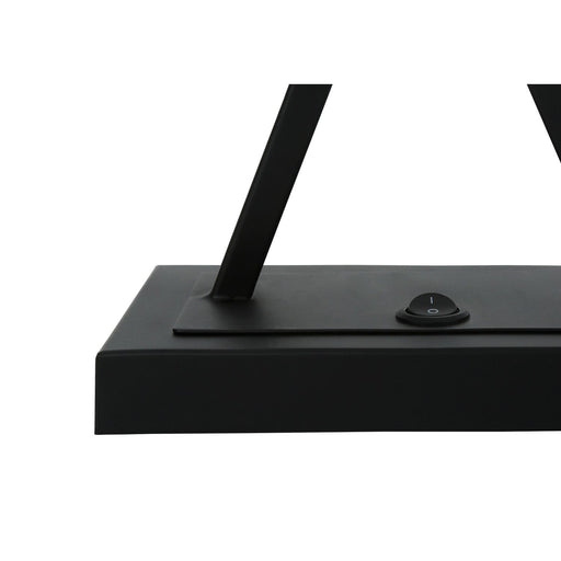 Black resin 8th Street table lamp with USB port, transitional style, perfect for modern living spaces.