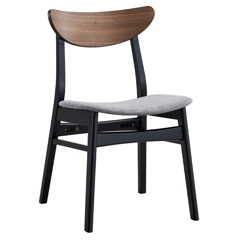 Rebi - Side Chair (Set of 2) - Gray Linen, Walnut & Black - R&R Furniture Gallery (Fountain Valley, CA)