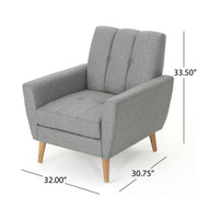 Fabric Channel Stitch Club Chair With Tufted Back - Gray - R&R Furniture Gallery (Fountain Valley, CA)