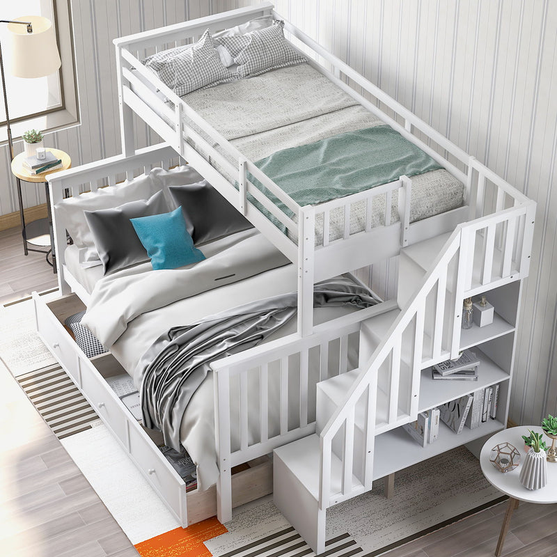 Stairway Bunk Bed With Storage And Guard Rail For Bedroom - R&R Furniture Gallery (Fountain Valley, CA)